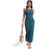 imageCRZ YOGA Womens Mesh Midi Sleeveless Swimsuit Coverup Tank Dress Bathing Suit Beach Cover Ups with Back SlitSapphire Blue