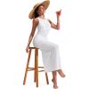 imageCRZ YOGA Womens Mesh Midi Sleeveless Swimsuit Coverup Tank Dress Bathing Suit Beach Cover Ups with Back SlitWhite