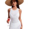 imageCRZ YOGA Womens Mesh Midi Sleeveless Swimsuit Coverup Tank Dress Bathing Suit Beach Cover Ups with Back SlitWhite