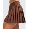 imageCRZ YOGA Womens Mini Pleated Athletic Tennis Skirts High Waisted A Line Golf Pickleball Casual Skort with Inner PocketsCoffee Brown