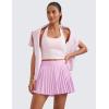imageCRZ YOGA Womens Mini Pleated Athletic Tennis Skirts High Waisted A Line Golf Pickleball Casual Skort with Inner PocketsVita Pink