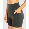 imageCRZ YOGA Womens Naked Feeling Biker Shorts with Pockets 5  High Waisted Yoga Gym Workout SpandexGrey Olive