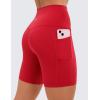 imageCRZ YOGA Womens Naked Feeling Biker Shorts with Pockets 6  High Waisted Yoga Gym Workout SpandexRed Chili