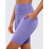imageCRZ YOGA Womens Naked Feeling Biker Shorts with Pockets 8  High Waisted Yoga Gym Workout SpandexDark Lavender Purple