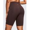 imageCRZ YOGA Womens Naked Feeling Biker Shorts with Pockets 8  High Waisted Yoga Gym Workout SpandexHot Fudge Brown