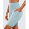imageCRZ YOGA Womens Naked Feeling Biker Shorts with Pockets 8  High Waisted Yoga Gym Workout SpandexLight Grayish Blue