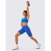 imageCRZ YOGA Womens Naked Feeling Biker Shorts with Pockets 8  High Waisted Yoga Gym Workout SpandexWaves Blue