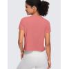 imageCRZ YOGA Womens Pima Cotton Short Sleeve Crop Tops High Neck Cropped Workout Shirts Yoga Athletic Casual TShirtBriar Rose
