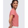 imageCRZ YOGA Womens Pima Cotton Short Sleeve Crop Tops High Neck Cropped Workout Shirts Yoga Athletic Casual TShirtBriar Rose