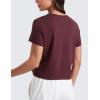 imageCRZ YOGA Womens Pima Cotton Short Sleeve Crop Tops High Neck Cropped Workout Shirts Yoga Athletic Casual TShirtDark Red