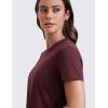 imageCRZ YOGA Womens Pima Cotton Short Sleeve Crop Tops High Neck Cropped Workout Shirts Yoga Athletic Casual TShirtDark Red