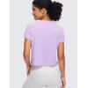 imageCRZ YOGA Womens Pima Cotton Short Sleeve Crop Tops High Neck Cropped Workout Shirts Yoga Athletic Casual TShirtElfin Purple