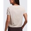 imageCRZ YOGA Womens Pima Cotton Short Sleeve Crop Tops High Neck Cropped Workout Shirts Yoga Athletic Casual TShirtMojave Tan