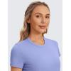 imageCRZ YOGA Womens Pima Cotton Short Sleeve Crop Tops High Neck Cropped Workout Shirts Yoga Athletic Casual TShirtPeriwinkle Purple