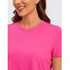 imageCRZ YOGA Womens Pima Cotton Short Sleeve Crop Tops High Neck Cropped Workout Shirts Yoga Athletic Casual TShirtSonic Pink