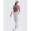 imageCRZ YOGA Womens Pima Cotton Sleeveless Loose Tank Tops Exercise Gym Yoga Tops Athletic ShirtsPurple Gray