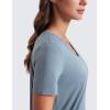 imageCRZ YOGA Womens Pima Cotton V Neck TShirt Short Sleeve Casual Workout Shirts Soft Summer Basic Tee TopsBelgian Blue