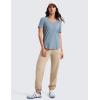 imageCRZ YOGA Womens Pima Cotton V Neck TShirt Short Sleeve Casual Workout Shirts Soft Summer Basic Tee TopsBelgian Blue