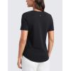 imageCRZ YOGA Womens Pima Cotton V Neck TShirt Short Sleeve Casual Workout Shirts Soft Summer Basic Tee TopsBlack