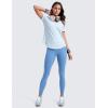 imageCRZ YOGA Womens Pima Cotton V Neck TShirt Short Sleeve Casual Workout Shirts Soft Summer Basic Tee TopsBlue Linen