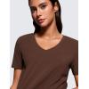 imageCRZ YOGA Womens Pima Cotton V Neck TShirt Short Sleeve Casual Workout Shirts Soft Summer Basic Tee TopsCoffee Brown