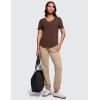 imageCRZ YOGA Womens Pima Cotton V Neck TShirt Short Sleeve Casual Workout Shirts Soft Summer Basic Tee TopsCoffee Brown