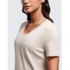 imageCRZ YOGA Womens Pima Cotton V Neck TShirt Short Sleeve Casual Workout Shirts Soft Summer Basic Tee TopsMojave Tan