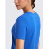imageCRZ YOGA Womens Pima Cotton V Neck TShirt Short Sleeve Casual Workout Shirts Soft Summer Basic Tee TopsSparkle Blue