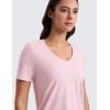 imageCRZ YOGA Womens Pima Cotton V Neck TShirt Short Sleeve Casual Workout Shirts Soft Summer Basic Tee TopsStrawberry Pink
