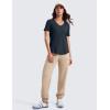 imageCRZ YOGA Womens Pima Cotton V Neck TShirt Short Sleeve Casual Workout Shirts Soft Summer Basic Tee TopsTrue Navy