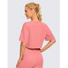 imageCRZ YOGA Womens Pima Cotton Workout Crop Tops Short Sleeve Yoga Shirts Casual Athletic Running TShirtsBriar Rose