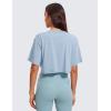 imageCRZ YOGA Womens Pima Cotton Workout Crop Tops Short Sleeve Yoga Shirts Casual Athletic Running TShirtsCambric Blue