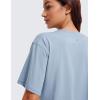 imageCRZ YOGA Womens Pima Cotton Workout Crop Tops Short Sleeve Yoga Shirts Casual Athletic Running TShirtsCambric Blue