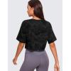 imageCRZ YOGA Womens Pima Cotton Workout Crop Tops Short Sleeve Yoga Shirts Casual Athletic Running TShirtsCamo Multi 6