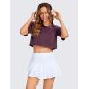 imageCRZ YOGA Womens Pima Cotton Workout Crop Tops Short Sleeve Yoga Shirts Casual Athletic Running TShirtsEggplant Heather