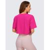 imageCRZ YOGA Womens Pima Cotton Workout Crop Tops Short Sleeve Yoga Shirts Casual Athletic Running TShirtsGranita Pink