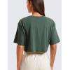 imageCRZ YOGA Womens Pima Cotton Workout Crop Tops Short Sleeve Yoga Shirts Casual Athletic Running TShirtsGrey Olive