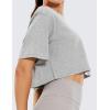 imageCRZ YOGA Womens Pima Cotton Workout Crop Tops Short Sleeve Yoga Shirts Casual Athletic Running TShirtsHeathered Medium Grey