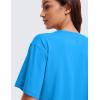 imageCRZ YOGA Womens Pima Cotton Workout Crop Tops Short Sleeve Yoga Shirts Casual Athletic Running TShirtsMadagascar Blue