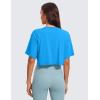 imageCRZ YOGA Womens Pima Cotton Workout Crop Tops Short Sleeve Yoga Shirts Casual Athletic Running TShirtsMadagascar Blue