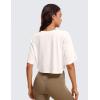 imageCRZ YOGA Womens Pima Cotton Workout Crop Tops Short Sleeve Yoga Shirts Casual Athletic Running TShirtsMilky White Bone
