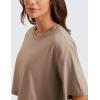 imageCRZ YOGA Womens Pima Cotton Workout Crop Tops Short Sleeve Yoga Shirts Casual Athletic Running TShirtsMortar Color