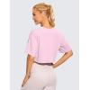 imageCRZ YOGA Womens Pima Cotton Workout Crop Tops Short Sleeve Yoga Shirts Casual Athletic Running TShirtsPink Peony