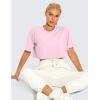imageCRZ YOGA Womens Pima Cotton Workout Crop Tops Short Sleeve Yoga Shirts Casual Athletic Running TShirtsPink Peony