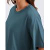 imageCRZ YOGA Womens Pima Cotton Workout Crop Tops Short Sleeve Yoga Shirts Casual Athletic Running TShirtsSlate Blue