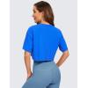 imageCRZ YOGA Womens Pima Cotton Workout Crop Tops Short Sleeve Yoga Shirts Casual Athletic Running TShirtsStrong Blue