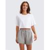 imageCRZ YOGA Womens Pima Cotton Workout Crop Tops Short Sleeve Yoga Shirts Casual Athletic Running TShirtsWhite