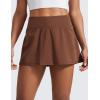 imageCRZ YOGA Womens Quick Dry Pleated Tennis Skirts Mid Waisted Cute Athletic Workout Running Sports Golf Skorts VolleyballCoffee Brown