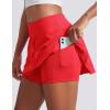 imageCRZ YOGA Womens Quick Dry Pleated Tennis Skirts Mid Waisted Cute Athletic Workout Running Sports Golf Skorts VolleyballDeep Red