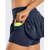 imageCRZ YOGA Womens Quick Dry Pleated Tennis Skirts Mid Waisted Cute Athletic Workout Running Sports Golf Skorts VolleyballNavy